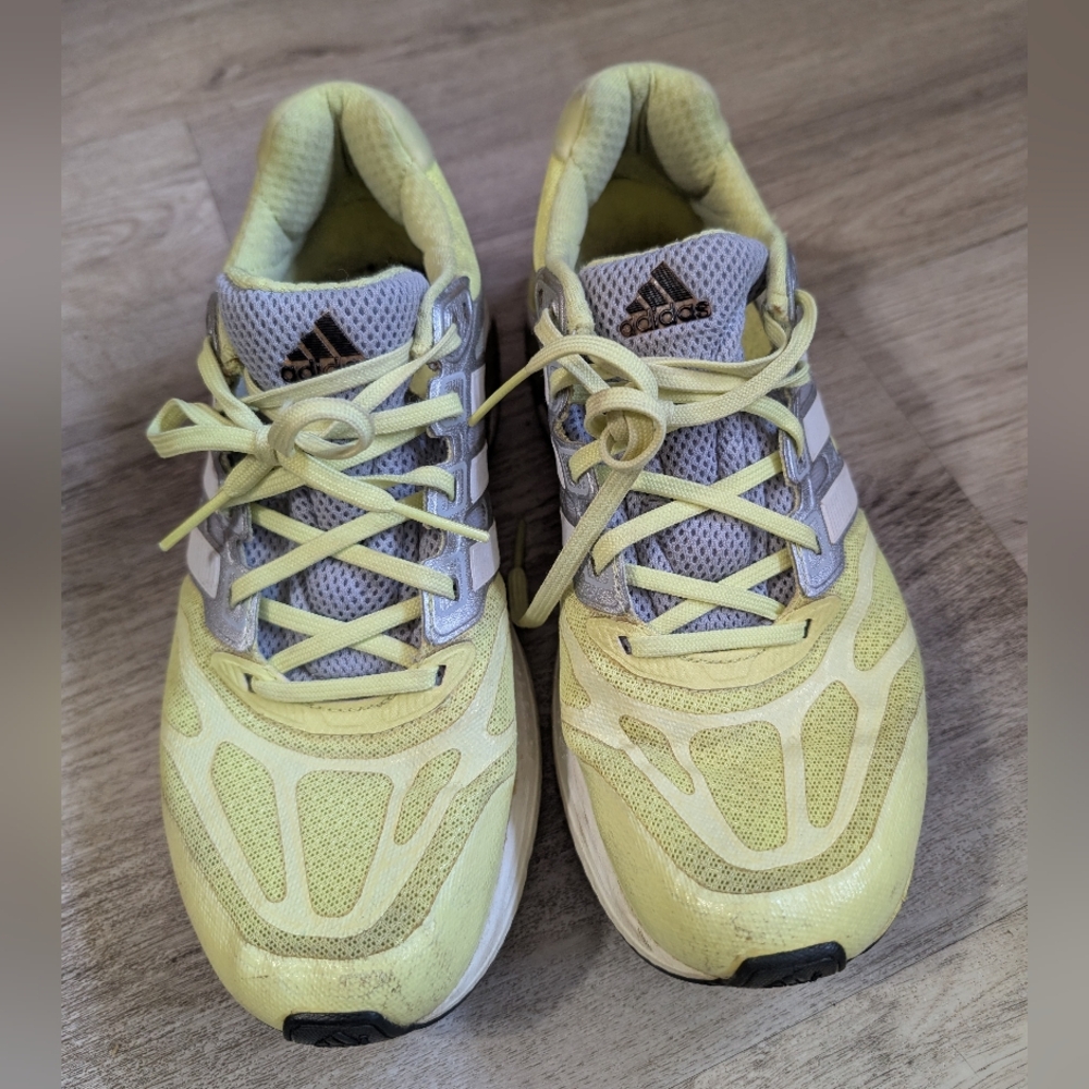 adidas white label on neon yellow lining 9